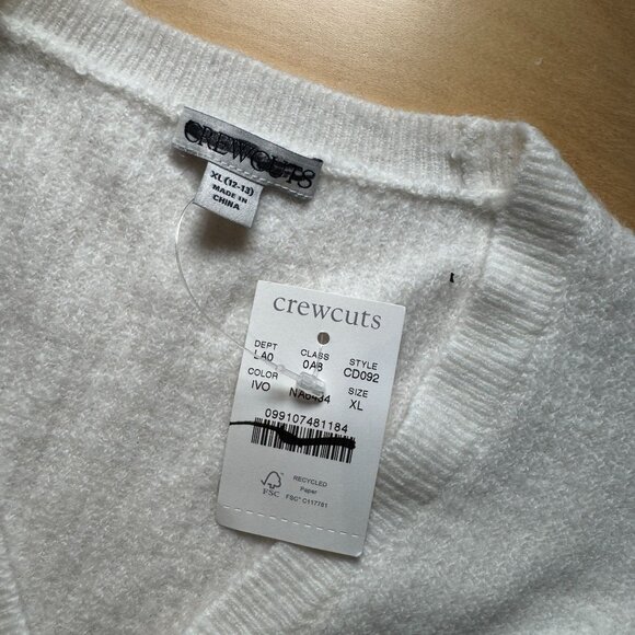 J. Crew x Crewcuts Cardigan Supersoft Yarn Sweater Girls' Size XL in Ivory NWT! - Picture 2 of 3